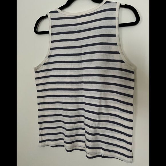 Madewell off white with gray stripes Hiatus sleeveless top,slightly distressed,M - Picture 7 of 12